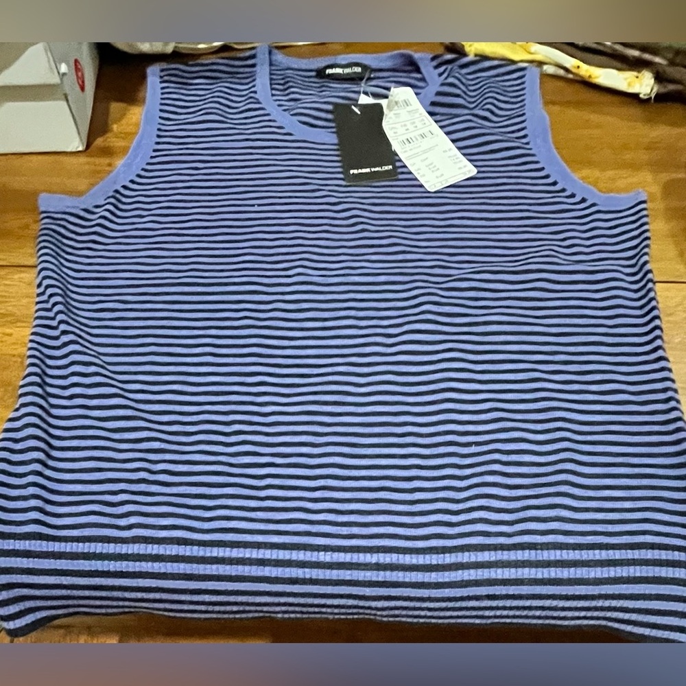 Frank Walder Purple & Black Striped Tank Top